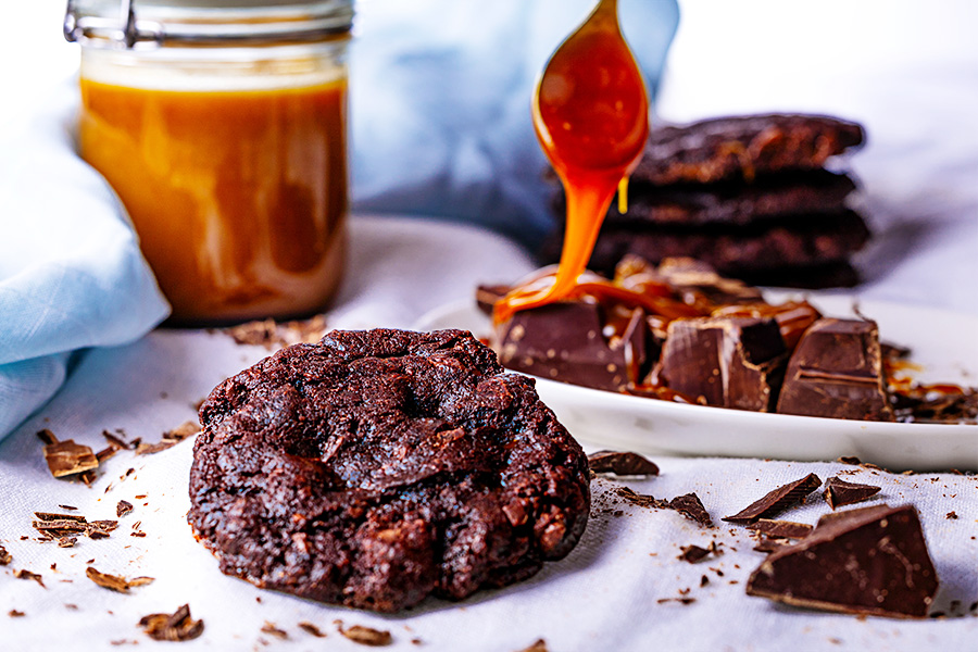Salted Caramel Dark Chocolate Chip Cookie